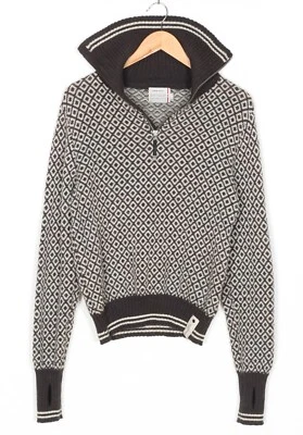 DEVOLD Slogen Zip Neck Anthracite Norway Fair Isle Wool Jumper Sweater Size XS - Bild 1 von 4