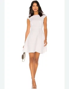 THEORY Modern Crepe Cap Sleeve Dress A-Line Pale Ivory REVOLVE Sz 6 Lightweight - Picture 1 of 18