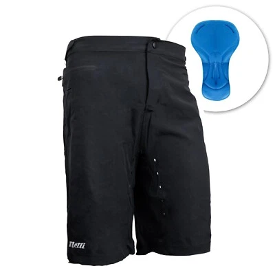 Netti Shy Mens Bike Shorts with Padded Liner - Black - image 1 of 4