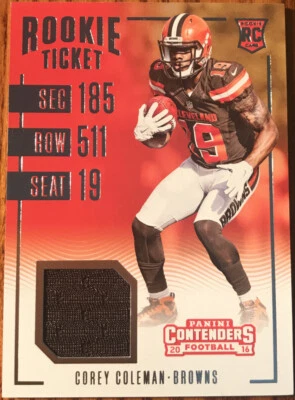 2016 Panini Contenders Rookie Ticket Swatches Corey Coleman #24 Cleveland Browns - Image 1 of 2