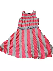Tommy Hilfiger Girls Pink and White Striped Sun Dress XL 16 - Picture 1 of 4