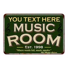 Personalized Your Name Music Room Green Metal Sign Wall Retro Décor 108120107001