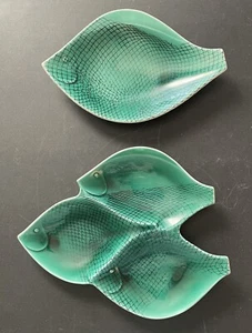 Vintage Green Japan Fish Sushi Dish Set 11” & 12.5” - Picture 1 of 18