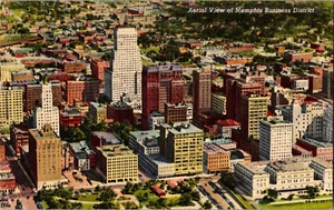 Postkarte Memphis TN Tennessee Geschäftsviertel Luftbild Leinen 1955 - Bild 1 von 2