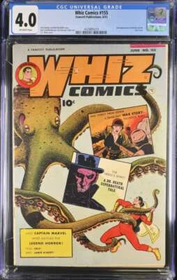 Whiz Comics #155 Fawcett 6/53 CGC 4.0 2ª aparição de Doctor Death Última edição - Imagem 1 de 2