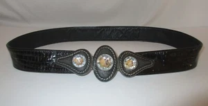 Vintage Gutos Modele Depose Strass Schnalle Schwarz Gürtel Made in W Germany - Bild 1 von 7