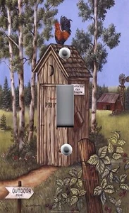 Light Switch Plate Outlet Covers AMERICANA FOLK COUNTRY ART OUTHOUSE ROOSTER - Picture 1 of 26