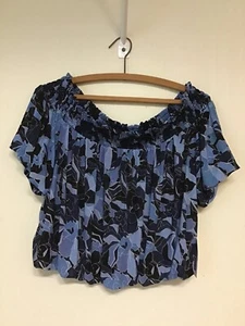 Free People Bubble Top OB1090511 Dark Combo Smocked-Off-The-Shoulder Sz S NWT - Picture 1 of 2
