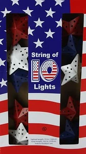 4th of July 10 Red White & Blue Metal Star Lights Set Indoor/Outdoor 72 in NIB - Picture 1 of 1