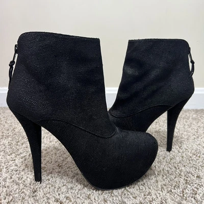 Stuart Weitzman Goose Bump Napa Leather Bootie Platform Back Zip Black Size 6.5 - Image 1 of 4