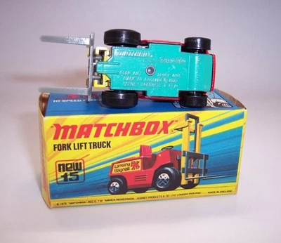 "MATCHBOX" *SUPERRÁPIDA* CARRETILLA ELEVADORA SF-15 **BASE TURQUESA** COMO NUEVA EN CAJA Foto 1 de 4