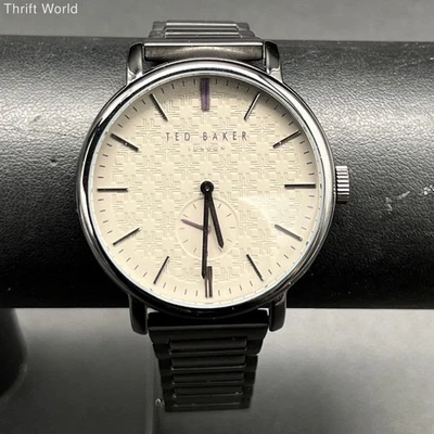 Ted Baker Men's Gunmetal Stainless Steel Cream Patterned Dial Lobster Watch - Image 1 of 4