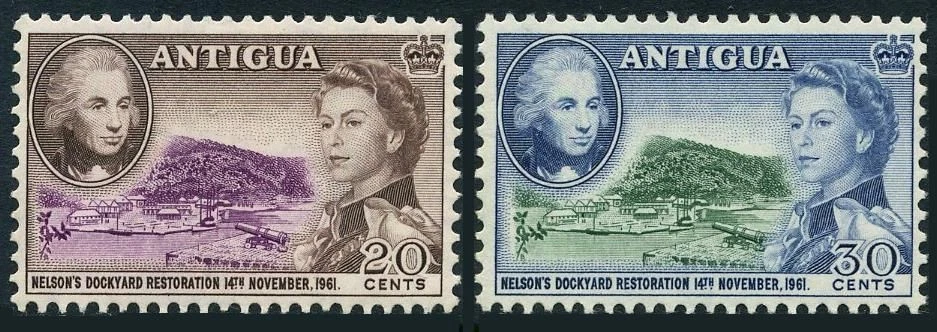 Antigua 127-128,MNH.Michel 121-122. Lord Nelson,Nelson's Dockyard.1961. - Image 1 of 1