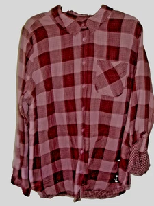 Ladies Plus Blouse Size 1X Purple Plaid NEW - Picture 1 of 2