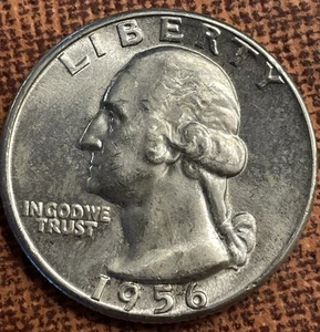 1956 Washington Quarter BU - Uncirculated 90% Silver - (Lot 233) - Picture 1 of 2