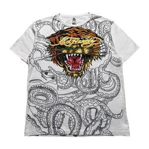 Vintage Y2K Ed Hardy Christian Audigier Double Sided Tiger T Shirt XL - Picture 1 of 6