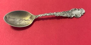 Schöner Floral Golden Gate San Francisco Sterlingsilber 9,1 g 4 Zoll Souvenir Löffel - Bild 1 von 7