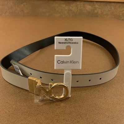 Cinturón reversible Calvin Klein para mujer talla XL negro hueso monograma logotipo placa nuevo con etiquetas Foto 1 de 4
