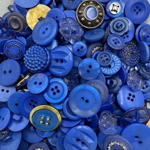 New! Mixed Lot Dyed BLUE Premium Buttons All Sizes For Embellishments - Picture 1 of 2