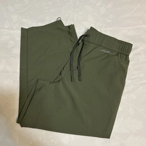 Eddie Bauer Cropped Pants Women’s L Green Pull On Capri Drawstring - Picture 1 of 12
