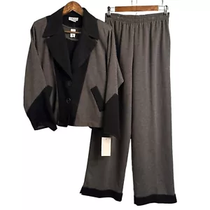Conjunto de 3 piezas de chaqueta sin mangas IC Collection By Connie pantalones de pierna ancha pequeños nuevos con etiquetas - Imagen 1 de 7
