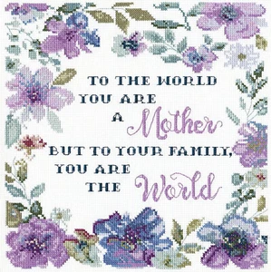 Kit de punto de cruz Design Works ~ You are the World Floral Saying for Mom #DW3432 - Imagen 1 de 4