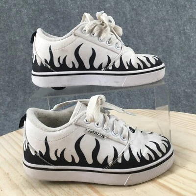 Heelys Shoes Youth 1 Skates Pro 20 Prints Wheeled Sneakers White Canvas Lace Up - Image 1 of 4