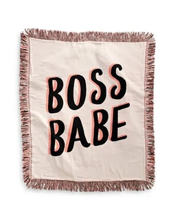 Whim by Martha Stewart Collection 100% Cotton Boss Babe Fringe Throw Multicolor - Picture 1 of 2