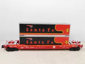 MTH 30-76908 RailKing Santa Fe Black Bonnet Husky Stack Car - Picture 1 of 7