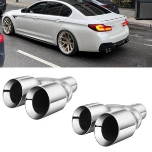 2pcs 2.5"in 3.5''out 9.5'' Exhaust Dual Pipe Tip Double Wall For F90 M5 G30 G31 - Picture 1 of 17