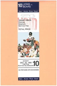 Chicago Bears @ Lions 12-22-1985 ticket Super Bowl XX season Walter Payton photo - Foto 1 di 2