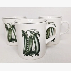 FARMERS MARKET Pfaltzgraff 3 Coffee Mugs Green Peas by Pat Farrell Made In USA - Picture 1 of 8