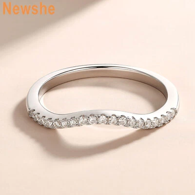Newshe Moissanite Ring Bands for Engagement Ring 925 Silver Stacked Wedding Band - Image 1 of 4