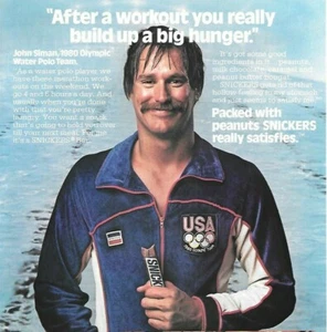 1984 anuncio impreso 8X11 - Olympics Snickers John Siman waterpolo - Imagen 1 de 2
