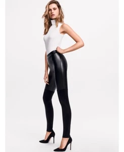 NUEVO SIN ETIQUETAS | Wolford | Cherilyn US6 Leggings elásticos de cuero de gamuza sintética negros  - Imagen 1 de 8