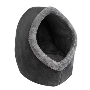 Cat Small Dog Cosy Bed Cave 2-in-1 Pets Igloo Hideout Cushion Washable Grey - Picture 1 of 9
