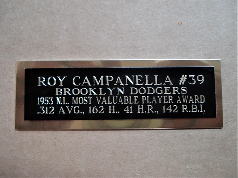 Roy Campanella Dodgers 1953 NL MVP Award Baseball Card Plaque Nameplate 1" X 3" Cover