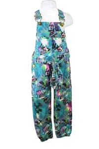 Toddler Girls Overalls Multi Color Splashes " YOU NEED Love " Size 4T Cotton - Picture 1 of 6