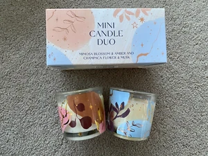 New Dusk Mini Candle Duo Set Sets 2 Candles Mimosa Blossom Champaca Flower - Picture 1 of 4