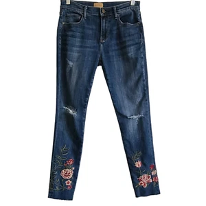 DRIFTWOOD Jackie Floral Embroidered Boho Skinny Distressed Jeans Women's 27 - Picture 1 of 17