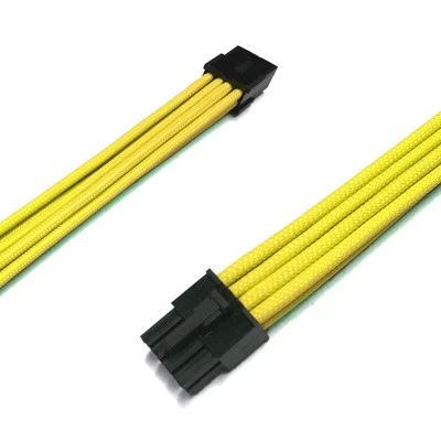 8 Pin ATX CPU 30cm Extension Cable Yellow Sleeved Shakmods + 2 Cable Combs - Image 1 of 2