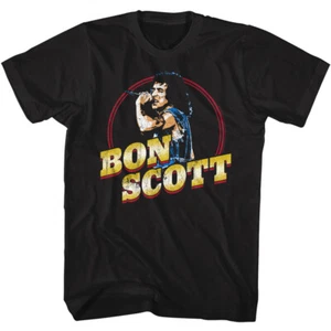ACDC Bon Scott Circle Photo Gold Name Men's T Shirt Rock Music Concert Merch - Picture 1 of 5