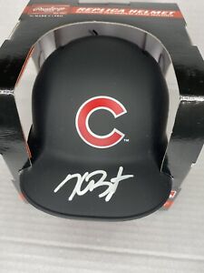 KRIS BRYANT signed CHICAGO CUBS Baseball MATTE WHITE Mini Helmet w/ COA FANATICS