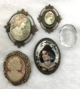 Vintage Kamee Brosche Anstecknadeln, Markenlos (5 Stück) gebraucht - Bild 1 von 6