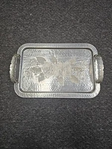 VINTAGE Continental Silver Co Wild Rose Brilliantone #1023 Hammered Serving Tray - Picture 1 of 7