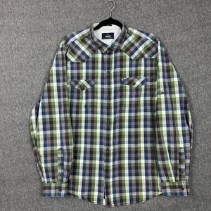 Mavi Shirt Mens 2XL Green Blue Purple Plaid Slim Fit Western Long Sleeve Cotton - Picture 1 of 13