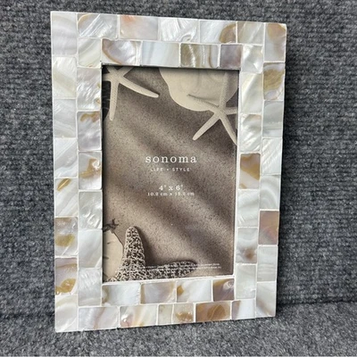 Sonoma photo frame 4x6 mother of pearl shell NWT beach nautical neutral bohemian - Image 1 of 4