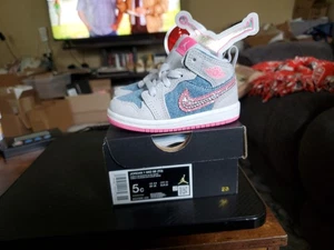 NIB - AJ JORDAN 1 MID SE (TD) - Cobalt Bliss/ Pink - TODDLER size 5 # HQ2000 400 - Picture 1 of 8