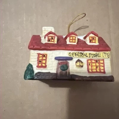 Badcock General Store 1998 edificio porcelana campana de Navidad pueblo miniatura Foto 1 de 4