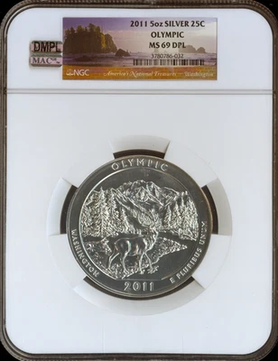 2011 OLYMPIC PARK  5 OZ SILVER QUARTER NGC MS69 DPL MAC FINEST & SPOTLESS . - Image 1 of 2